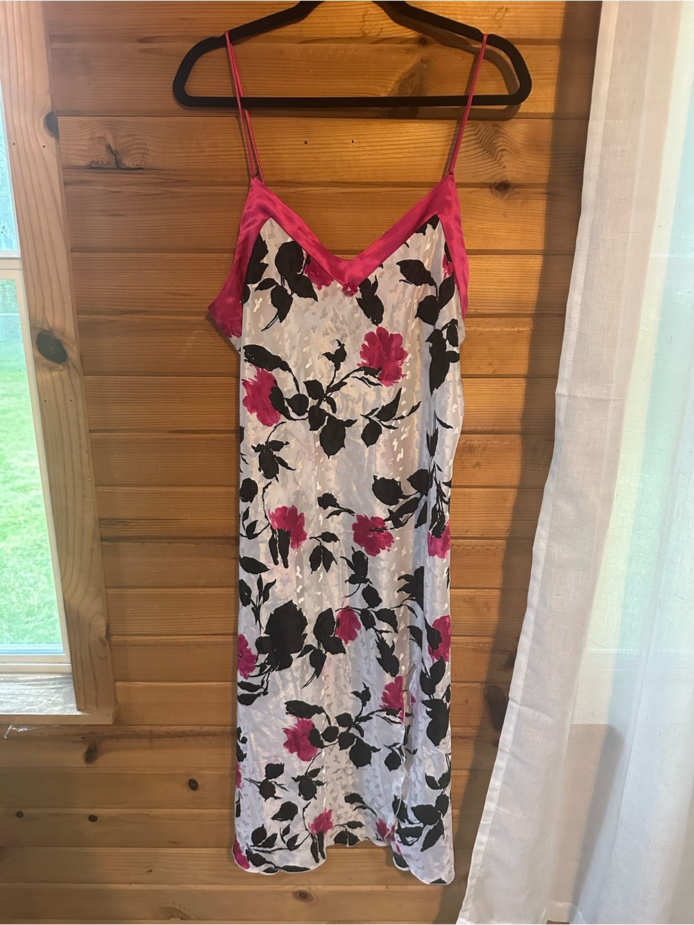 Miss Dior Satin-Trim Floral Slip Dress in White, Pink & Black
